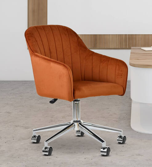 Noah Leatherette Guest Chair In Orange Colour