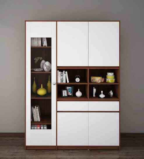 Noble Multi Storage Cabinet In Walnut and Frosty White Finish