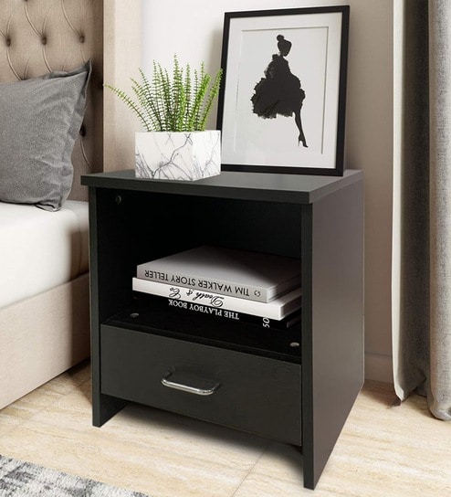 Nocturne Bedside Table in Wenge Black Finish