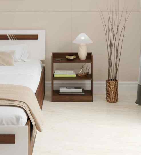 Nohee Bed Side Table In Brown Maple Finish