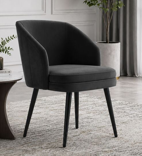 Noir Curve Luxe Accent Chair In Dark Grey Colour