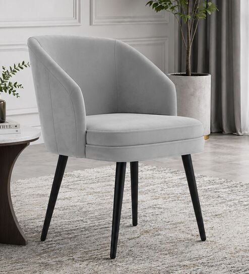 Noir Curve Luxe Accent Chair In Light Grey Colour