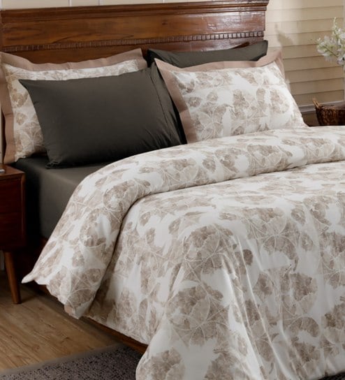 Buy Nomadic Greys Cotton 210 Tc Double Bed Duvet Cover With 2