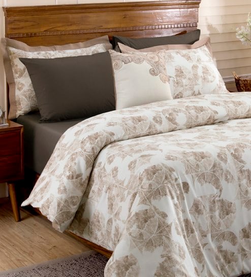 Buy Nomadic Greys Cotton 7 Pieces Double Bed Bedding Set By Maspar