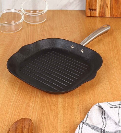 Cast Iron Non-Stick 28 cm Wok &  28 cm Grill pan  Non Toxic and Coating Free 2 pcs Cookware Set