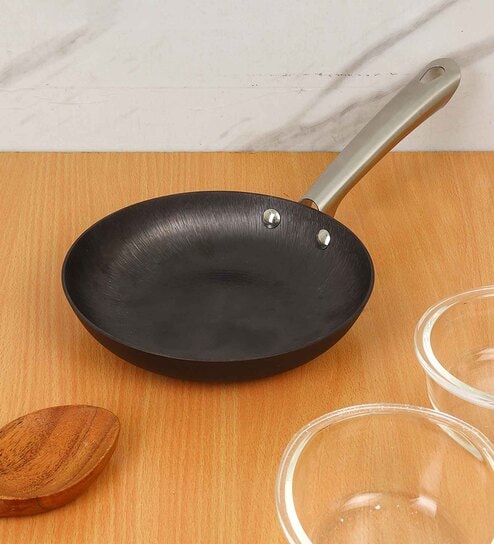Cast Iron Non-Stick 30 cm Kadhai &  24 cm Frypan  Non Toxic and Coating Free 2 pcs Cookware Set