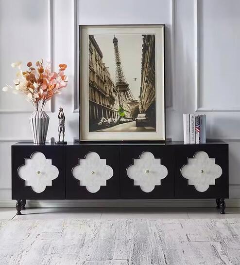 Noor Console Table In Black & White Colour