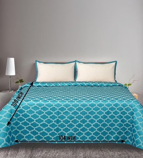 Green Noor Cotton Floral Breathable & Queen Size Bedsheet With 2 Pillow Covers