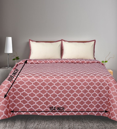 Purple Noor Cotton Floral Breathable & Queen Size Bedsheet With 2 Pillow Covers