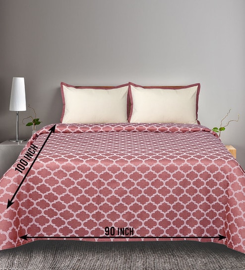 Purple Noor Cotton Floral Breathable & Queen Size Bedsheet With 2 Pillow Covers