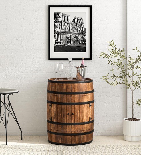 Norah Solid Wood Bar Cabinet In Scratch Resistant Provincial Teak Finish