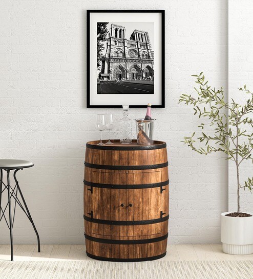 Norah Solid Wood Bar Cabinet In Scratch Resistant Provincial Teak Finish