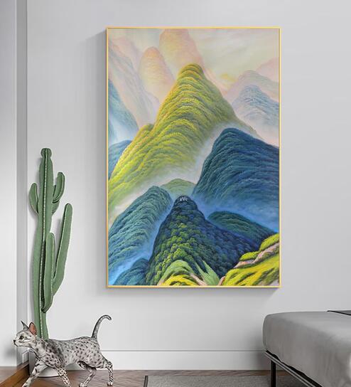 Nordic Mountain Field Multicolour Synthetic Wood Wall Art