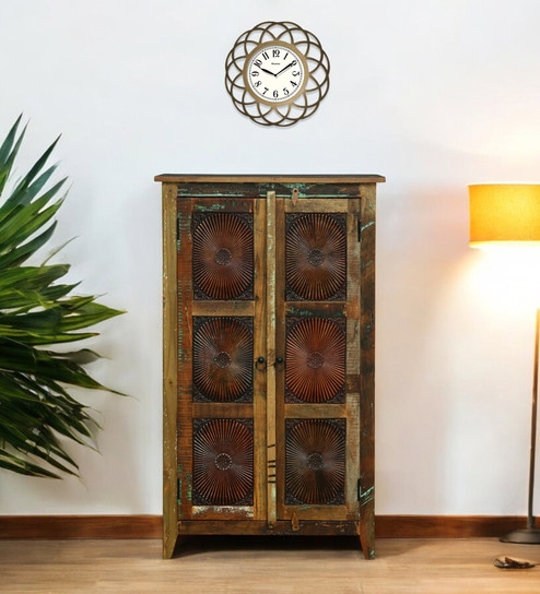 Norfolk Recycled Wood Tall Cabinet In Distress Finish