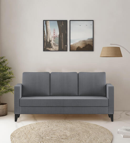 Norikura Fabric 3 Seater Sofa In Grey Colour