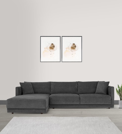 Northern Fabric RHS Sectional Sofa in Charcoal Grey Colour