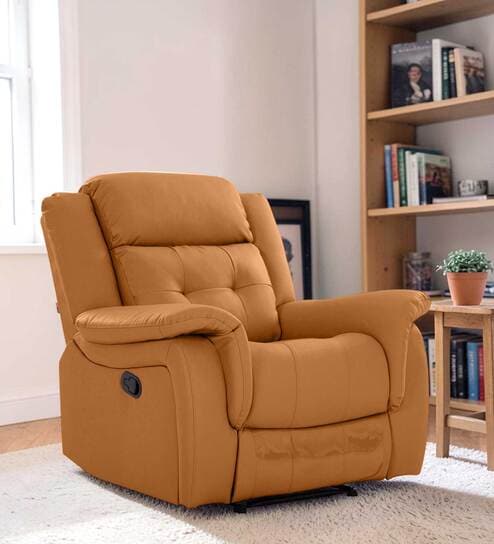 Norton Leatherette 1 Seater Manual Recliner in Tan Colour
