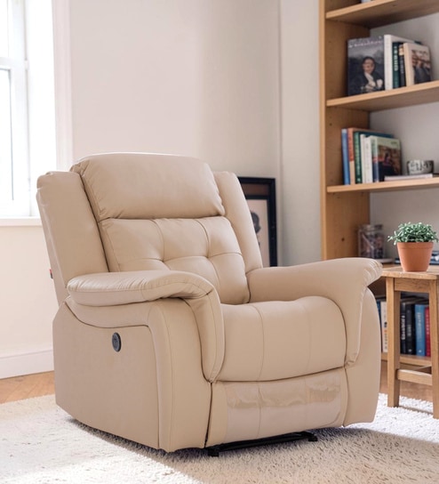 Norton Leatherette 1 Seater Motorized Recliner in Beige Colour