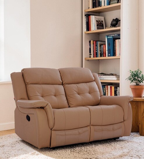 Norton Leatherette 2 Seater Manual Recliner in Brown Colour