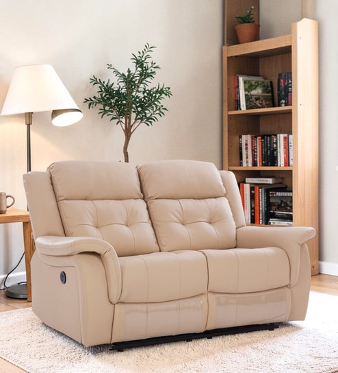 Norton Leatherette 2 Seater Motorized Recliner in Beige Colour