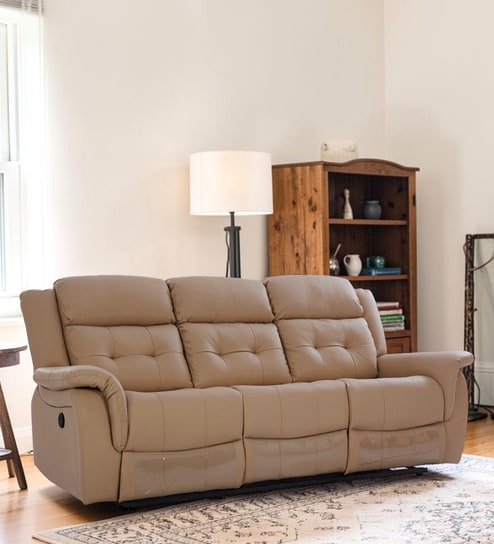 Norton Leatherette 3 Seater Motorized Recliner in Brown Colour-image-37