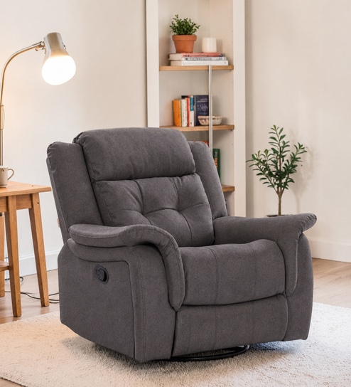 Norton RRR  1 Seater Manual Recliner in Grey Colour With Rocker & Swivel