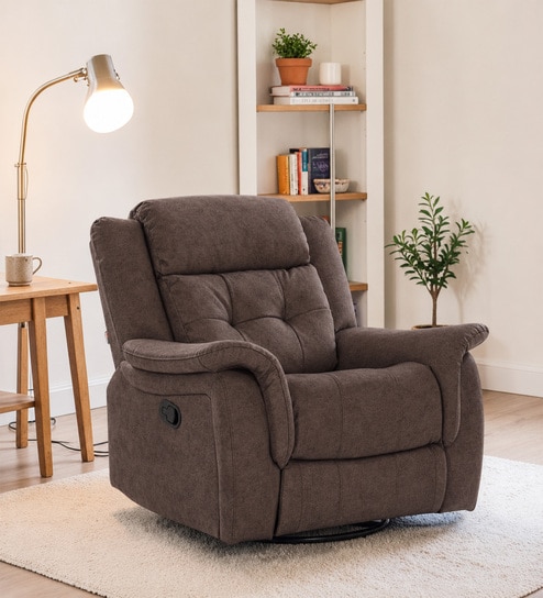 Norton RRR  1 Seater Manual Recliner in Nutella Brown Colour With Rocker & Swivel