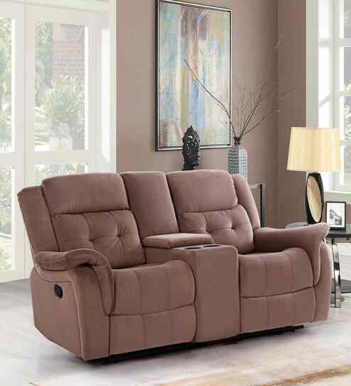 Norton Velvet 2 Seater Manual Recliner with Basic Console in Brown Colour
