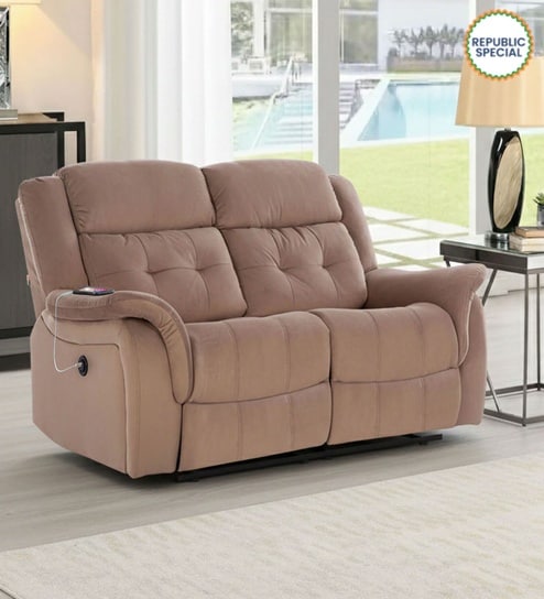 Norton Velvet 2 Seater Motorised Recliner In Brown Colour With Charging Port