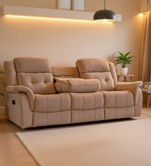 Norton Velvet 3 Seater Motorized Recliner with console in Brown Colour