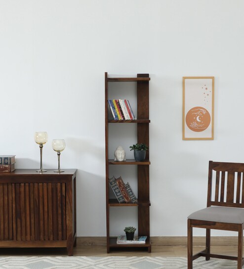 Nortorf Sheesham Wood Book Shelf In Scratch Resistant Provincial Teak Finish