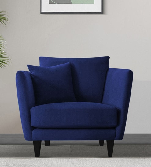 Norway Velvet 1 Seater Sofa in Indigo Blue Colour
