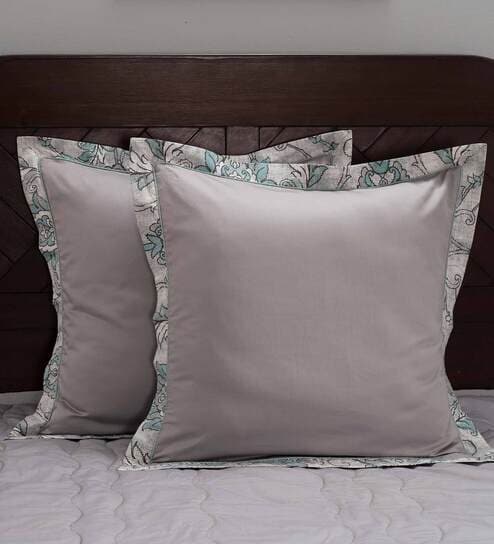 Blue Solid 400TC Cotton 24 x 24 Inches Pillow Covers (Set of 2)