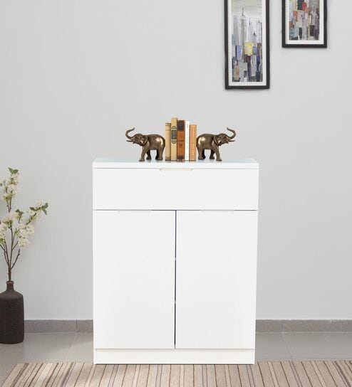 Nova 2 Door Shoe Cabinet in White Colour