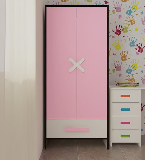 Buy Novara Kids Two Door Wardrobe In English Pink Finish By Adona