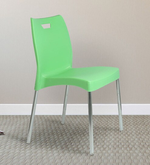 Novella Designer Plastic Chair In Green Colour By Furniease