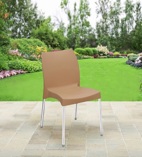 Novella NS07SS Arm Plastic Chair in Biscuit Brown Finish