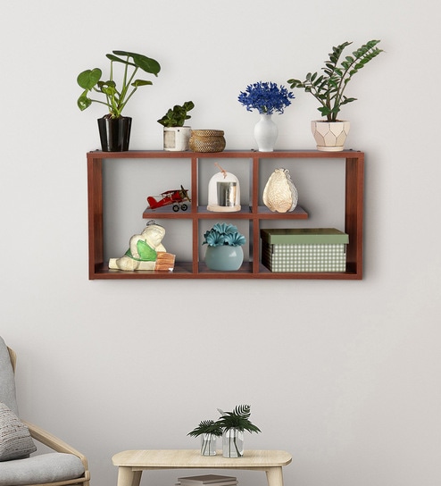 Zenith Wall Mounted Book Shelf in Columbian Walnut Finish