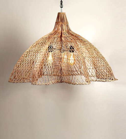Novelty Handmade Bamboo Pendant Hanging Light in Beige Colour