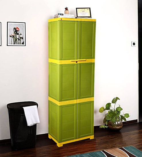 Buy Novelty Tall Cabinet In Green Yellow Colour By Cello Online