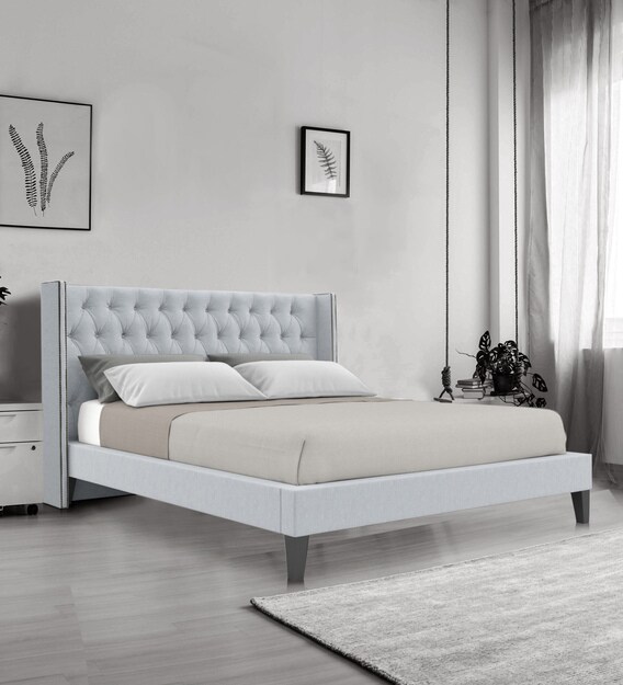 Buy Noa King Size Upholstered Bed In Light Grey Colour By Dreamzz Furniture Online King Size Upholstered Beds Beds Furniture Pepperfry Product