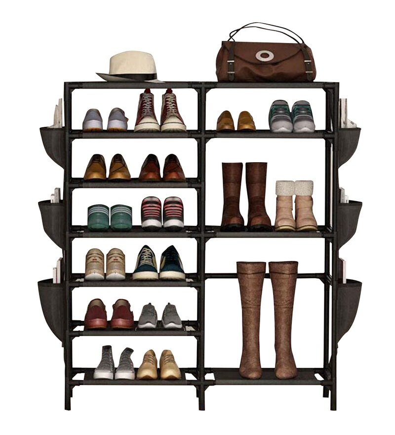 Buy Metal Open Shoe Rack in Black Finish by Aysis Online Open Shoe