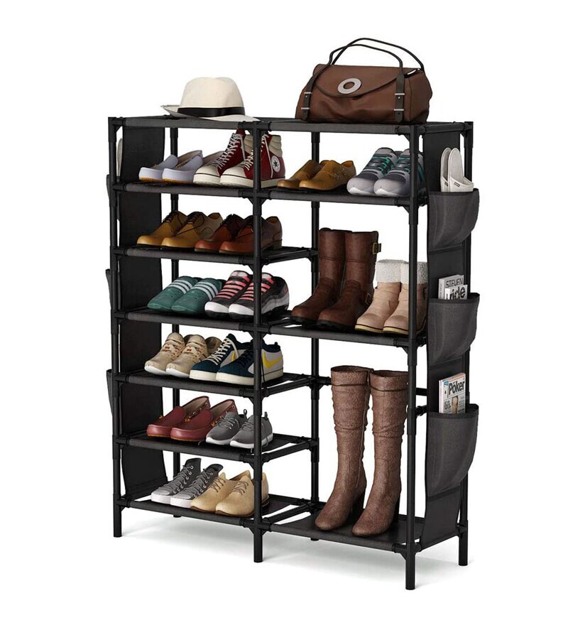 Buy Metal Open Shoe Rack in Black Finish by Aysis Online - Open Shoe ...