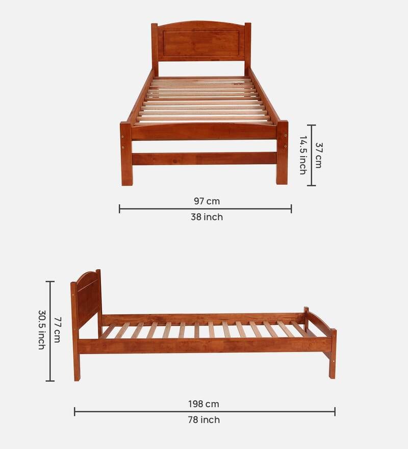 Buy Noriko Solid Wood Single Bed in Honey Oak Finish By ValueWud Online