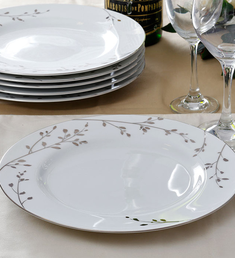 buy noritake birchwood platinum porcelain dinner plate set of 6 online bone china porcelain plates homeware pepperfry product