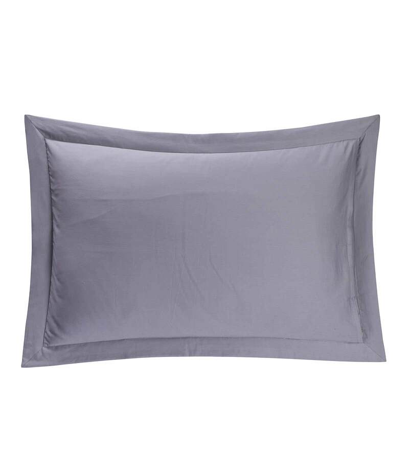 Buy Nostalgic Attire Grey Solid 400 TC Cotton Set of 2 Pillow Shams by