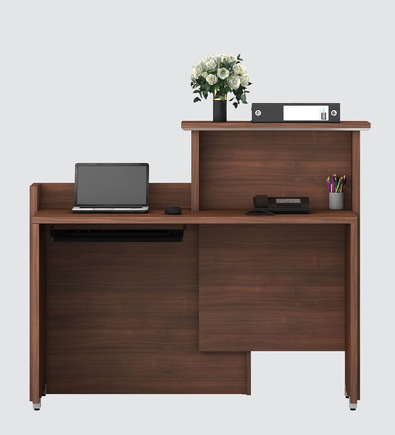 Buy Nova Executive Desk in Textured Walnut Finish by Spacewood Online