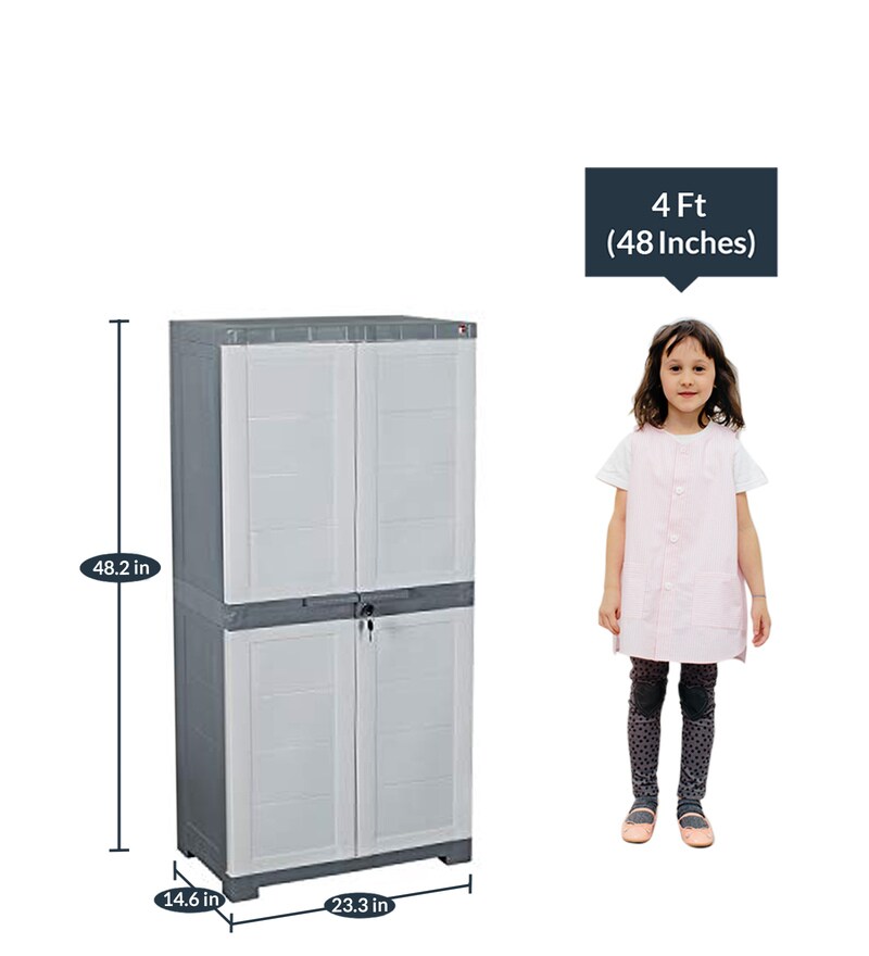 Buy Novelty 2 Door Plastic in White Grey Colour by Cello Online