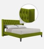 Noa Velvet King Size Bed in Green Colour