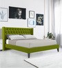 Noa Velvet King Size Bed in Green Colour